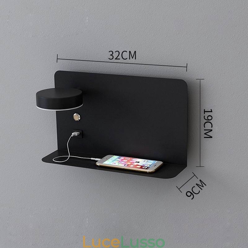 Lampada da parete girevole con porta di ricarica USB