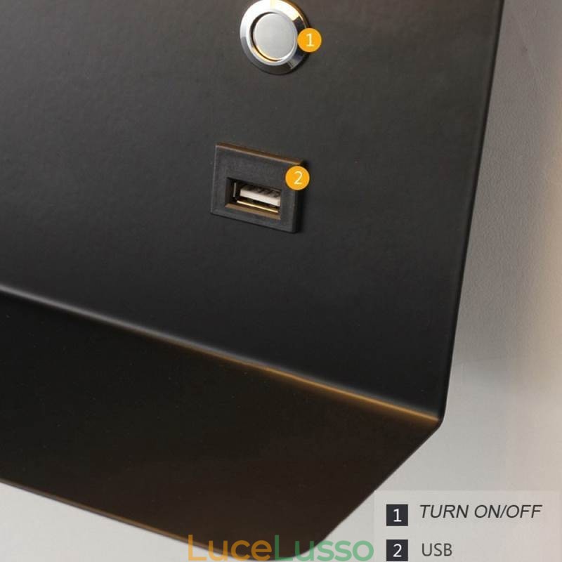 Lampada da parete girevole con porta di ricarica USB