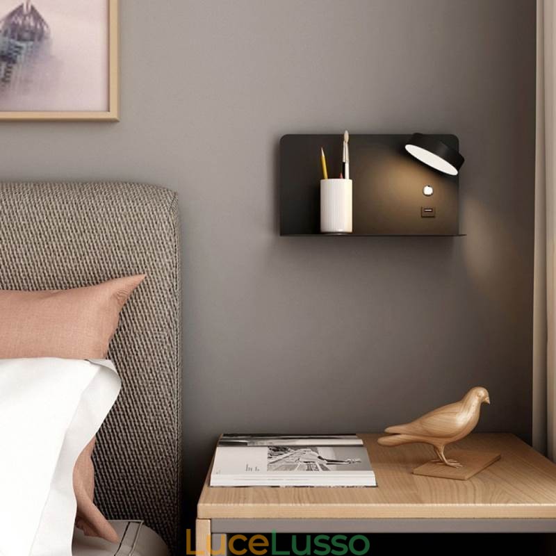 Lampada da parete girevole con porta di ricarica USB