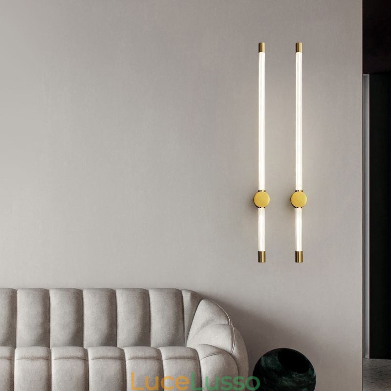 Applique in ottone, moderna, a strisce acriliche
