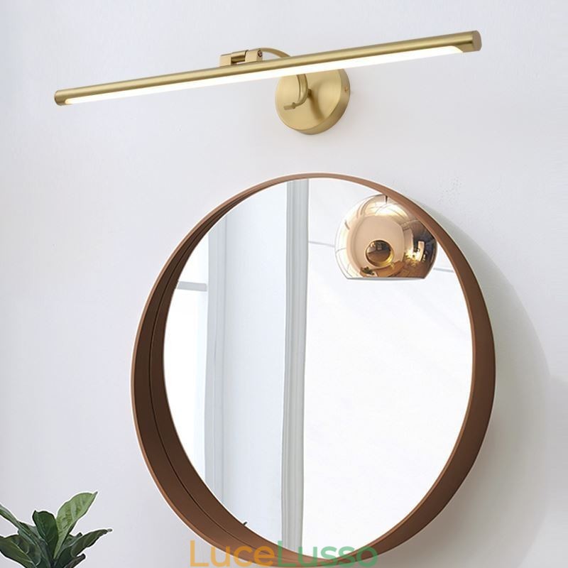 Lampada da parete in acrilico e ottone con specchio frontale nordico