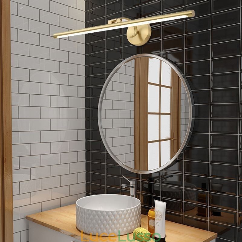 Lampada da parete in acrilico e ottone con specchio frontale nordico