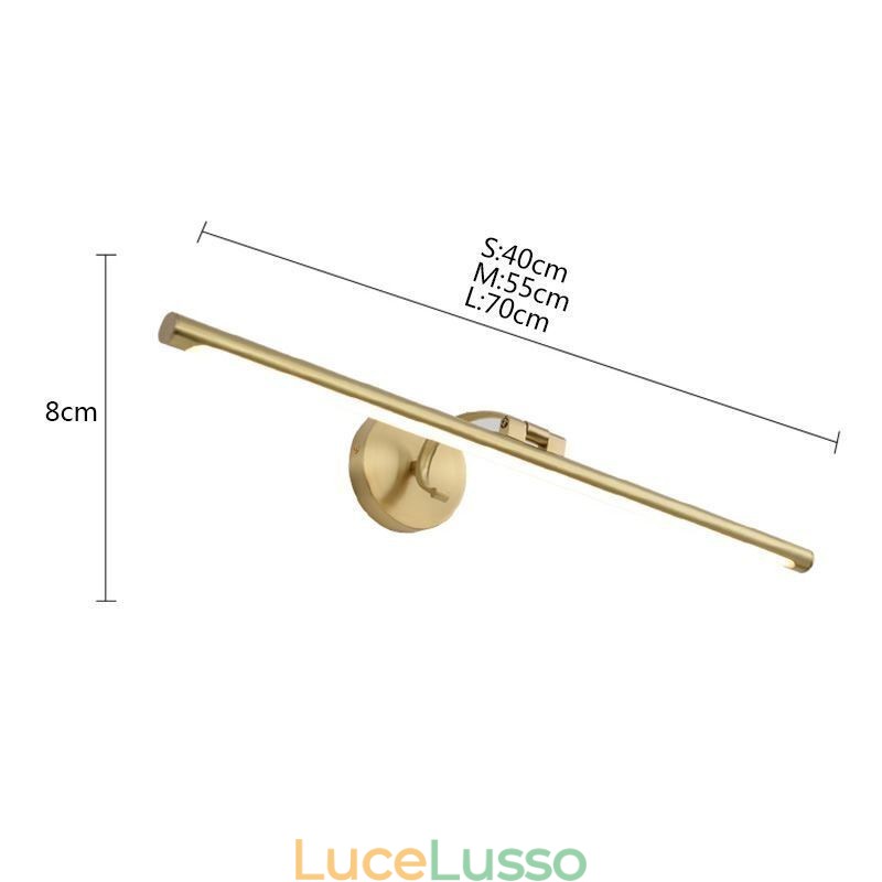 Lampada da parete in acrilico e ottone con specchio frontale nordico