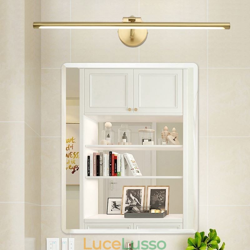 Lampada da parete in acrilico e ottone con specchio frontale nordico