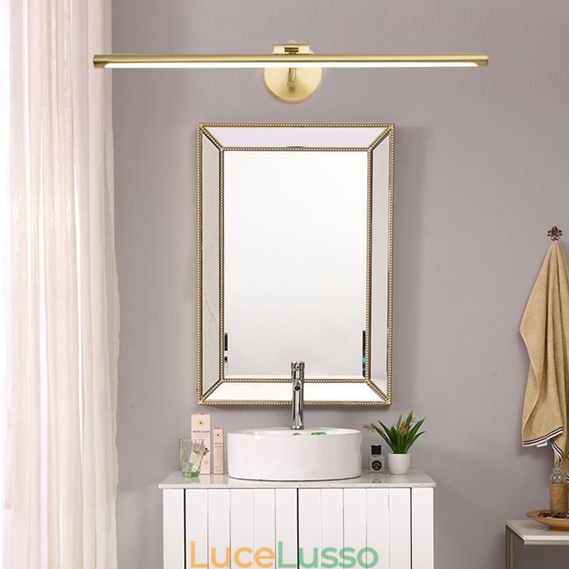 Lampada da parete in acrilico e ottone con specchio frontale nordico