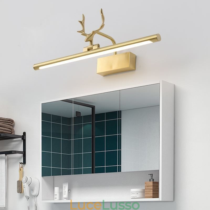 Lampada da parete in ottone nordico con luce frontale a specchio