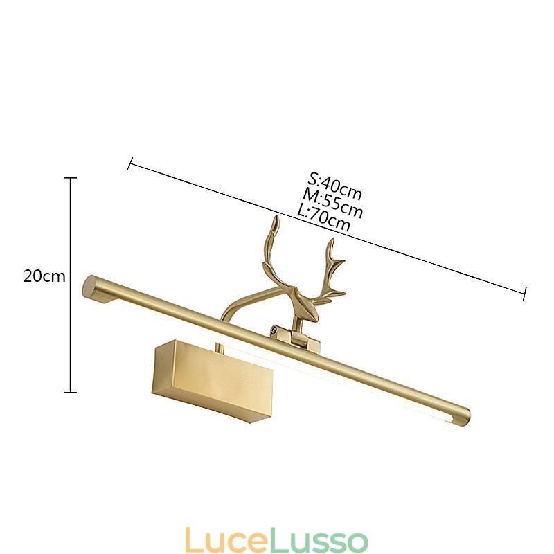 Lampada da parete in ottone nordico con luce frontale a specchio