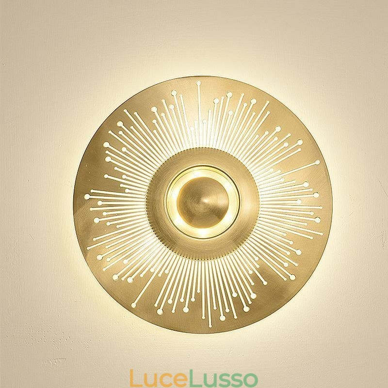 Lampada da parete in ottone nordico con forma rotonda cava