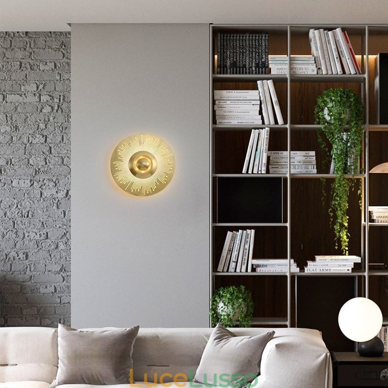 Lampada da parete in ottone nordico con forma rotonda cava