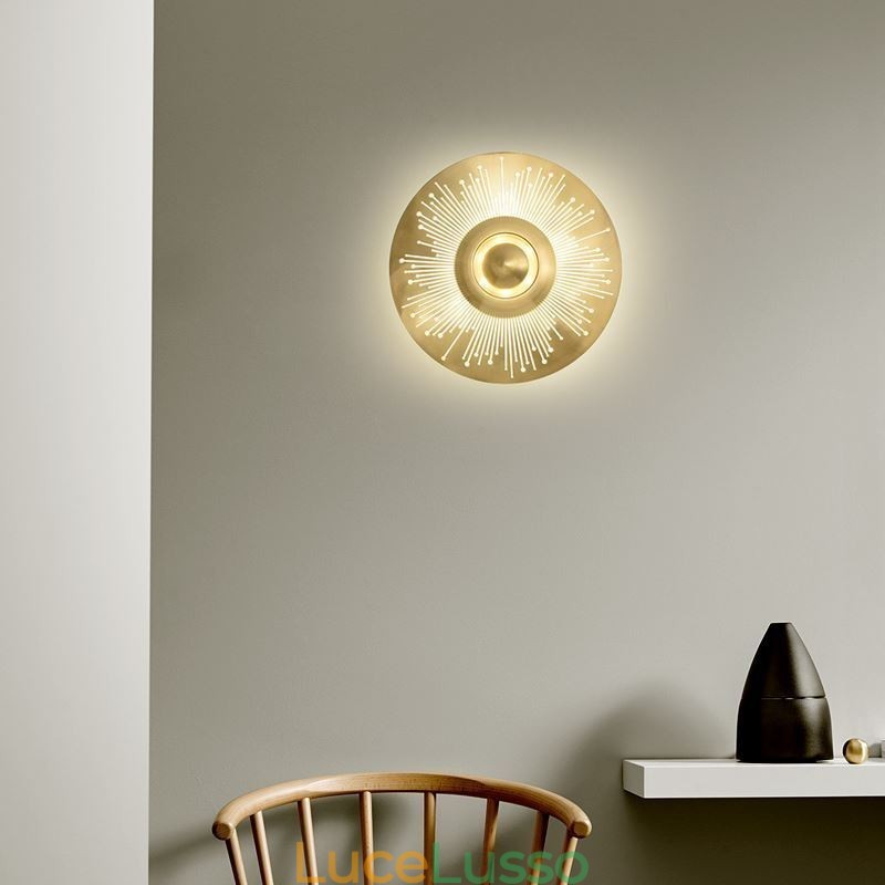 Lampada da parete in ottone nordico con forma rotonda cava