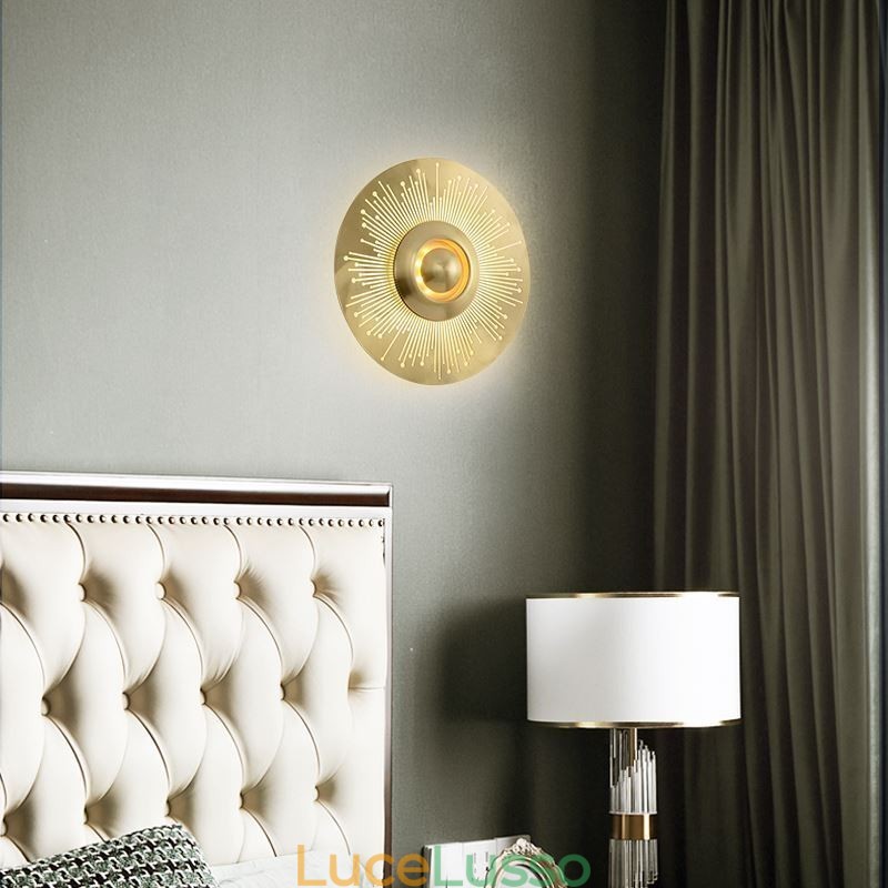 Lampada da parete in ottone nordico con forma rotonda cava