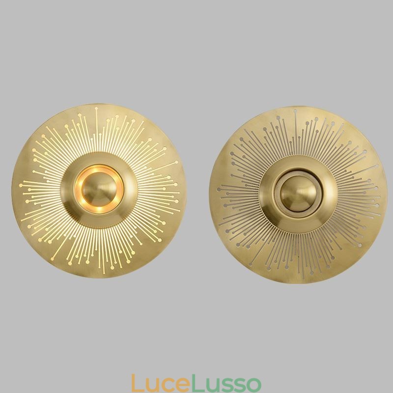 Lampada da parete in ottone nordico con forma rotonda cava