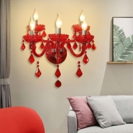 Applique da parete in cristallo europeo di colore rosso
