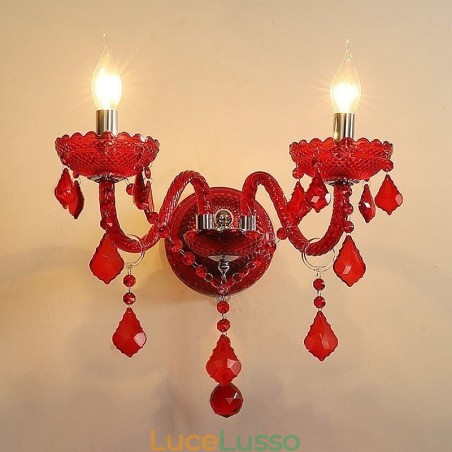 Applique da parete in cristallo europeo, luce di colore rosso Applique da parete in cristallo europeo, luce di colore rosso