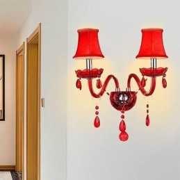 Applique da parete europea in cristallo colore rosso