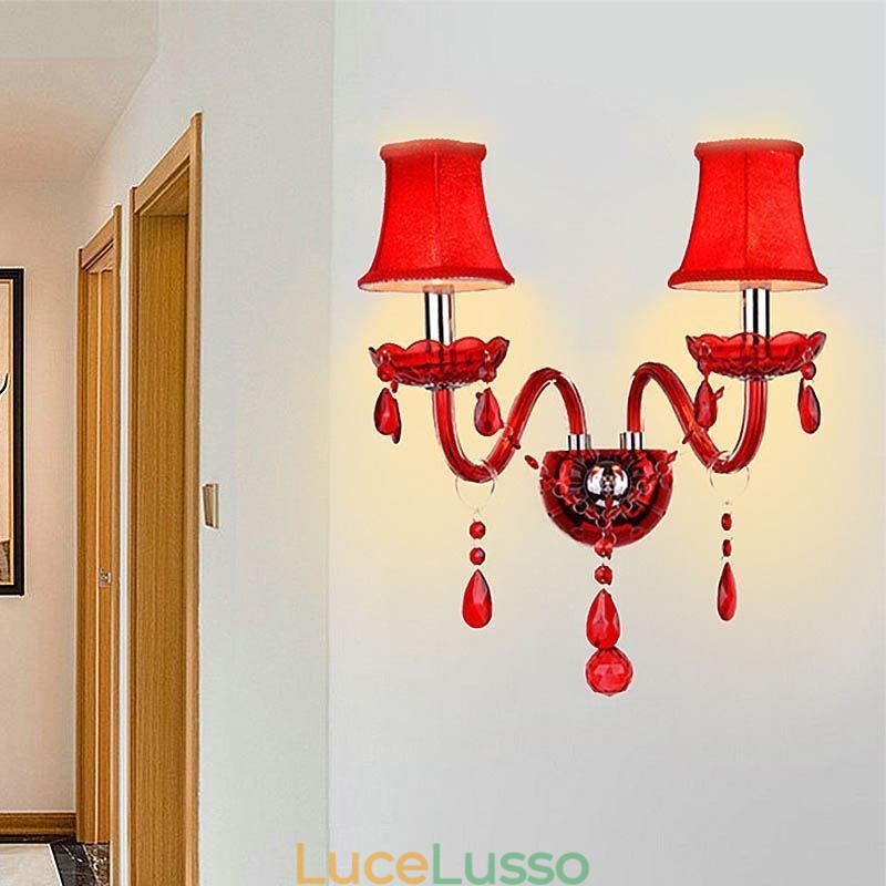 Applique da parete europea in cristallo colore rosso