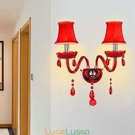 Applique da parete europea in cristallo colore rosso Applique da parete europea in cristallo colore rosso