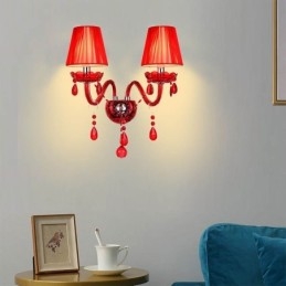 Applique da parete europea in cristallo colore rosso