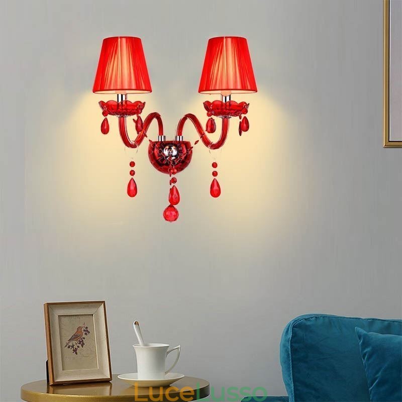 Applique da parete europea in cristallo colore rosso