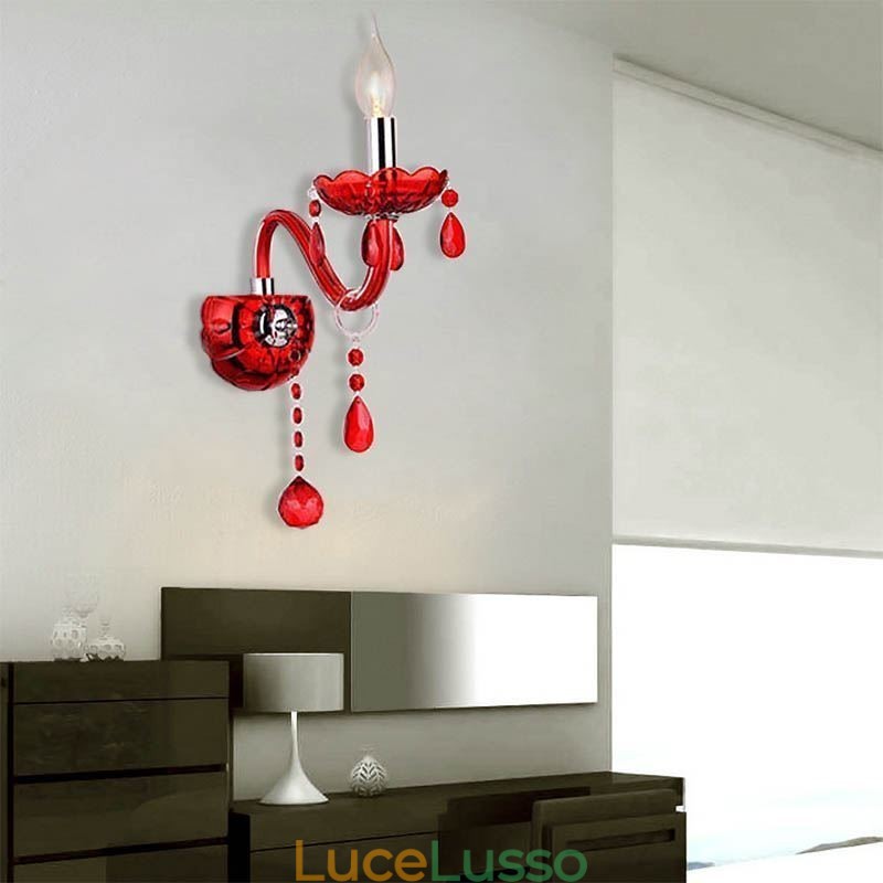 Applique da parete europea in cristallo colore rosso