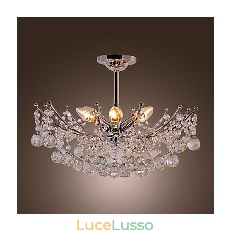 Lussuoso lampadario di cristallo con lampadario a sospensione a 6 luci Lussuoso lampadario di cristallo con lampadario a sospensione a 6 luci