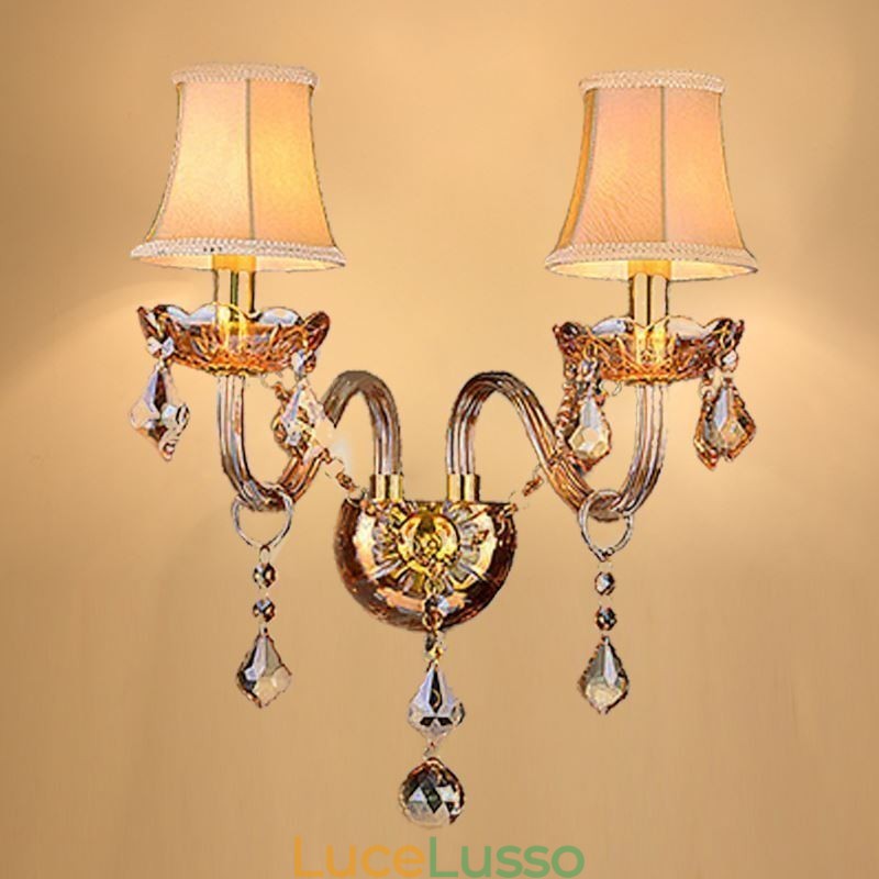 Applique in cristallo europeo elegante a due luci per scale