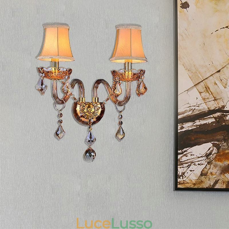 Applique in cristallo europeo elegante a due luci per scale