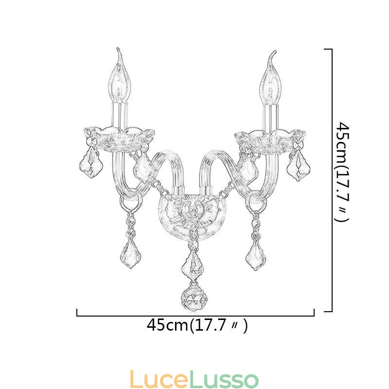 Applique in cristallo europeo elegante a due luci per scale