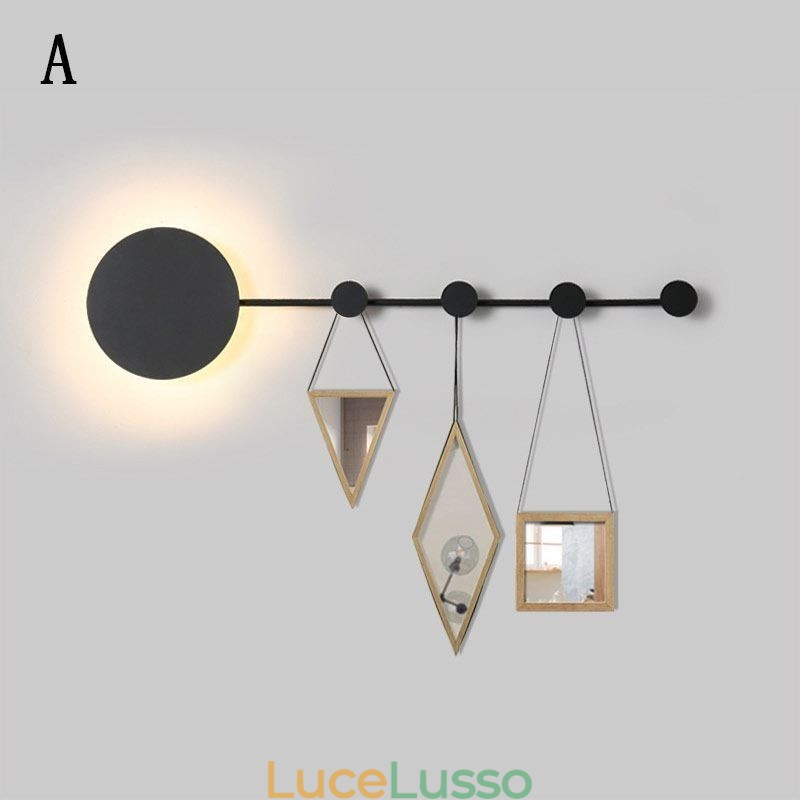 Applique moderna Lampada da parete circolare Lampada da parete nera Applique da comodino Illuminazione