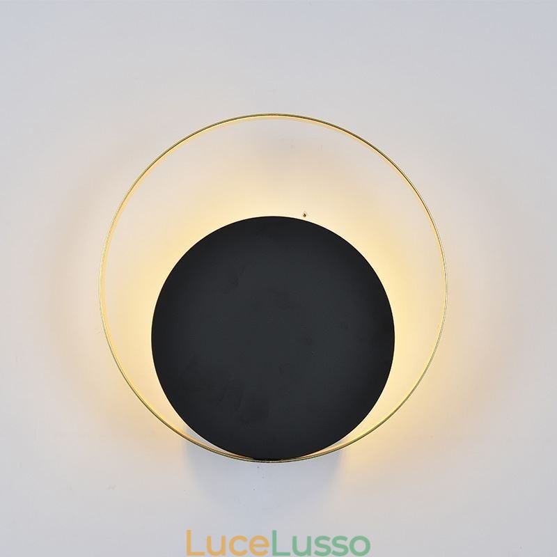 Applique da parete in stile moderno Applique da parete circolare nera Lampada creativa Illuminazione da comodino