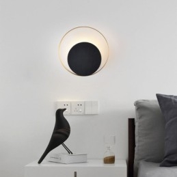 Applique da parete in stile moderno Applique da parete circolare nera Lampada creativa Illuminazione da comodino
