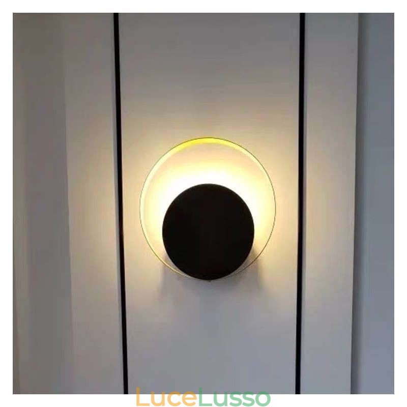 Applique da parete in stile moderno Applique da parete circolare nera Lampada creativa Illuminazione da comodino