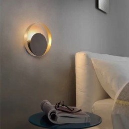 Applique da parete in stile moderno Applique da parete circolare nera Lampada creativa Illuminazione da comodino