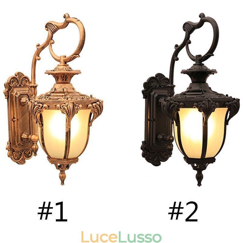 Lampada da parete intagliata impermeabile retrò europea per esterni Cortile Corridoio
