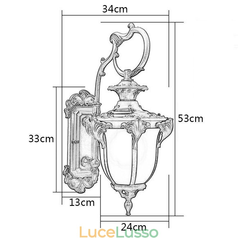 Lampada da parete intagliata impermeabile retrò europea per esterni Cortile Corridoio