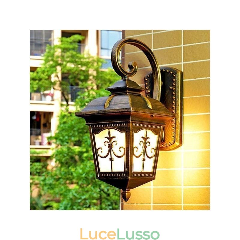 Applique da parete per esterni retrò europea impermeabile con freccia e fiore