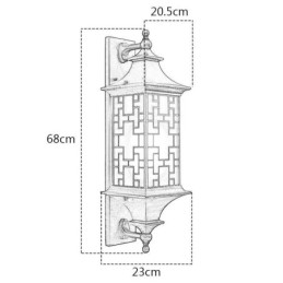 Applique da parete cinese per esterni, lampada da parete con griglia per finestra impermeabile
