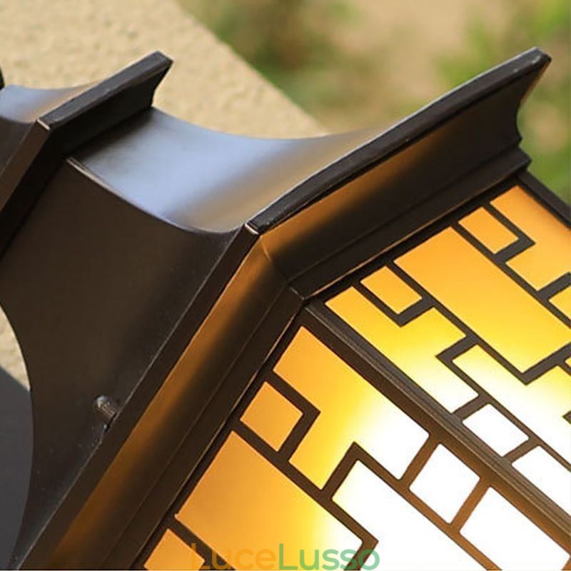 Applique da parete cinese per esterni, lampada da parete con griglia per finestra impermeabile