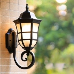 Applique da parete europea retrò luce esterna singola testa impermeabile luce da parete in vetro smerigliato