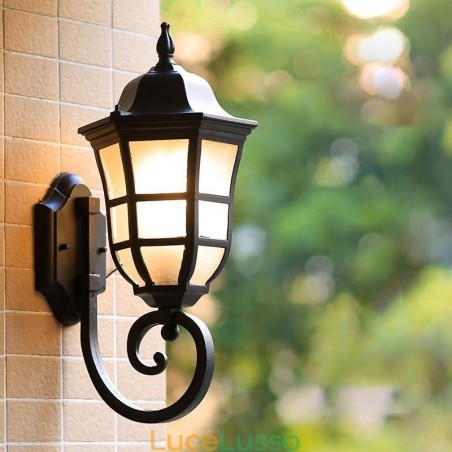 Applique da parete europea retrò luce esterna singola testa impermeabile luce da parete in vetro smerigliato Applique da parete europea retrò luce esterna singola testa impermeabile luce da parete in vetro smerigliato