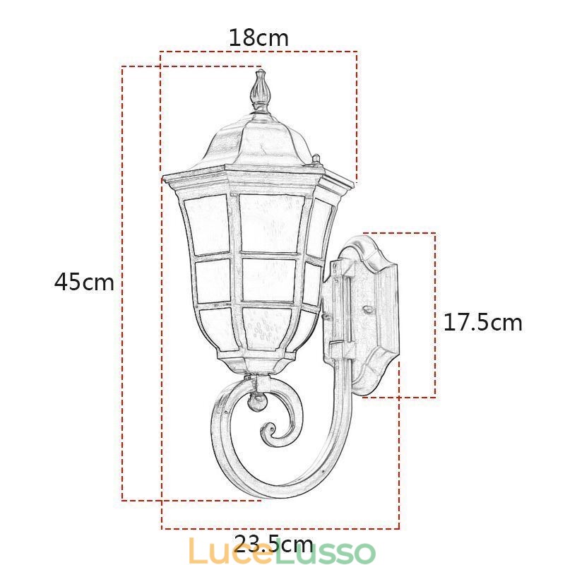 Applique da parete europea retrò luce esterna singola testa impermeabile luce da parete in vetro smerigliato