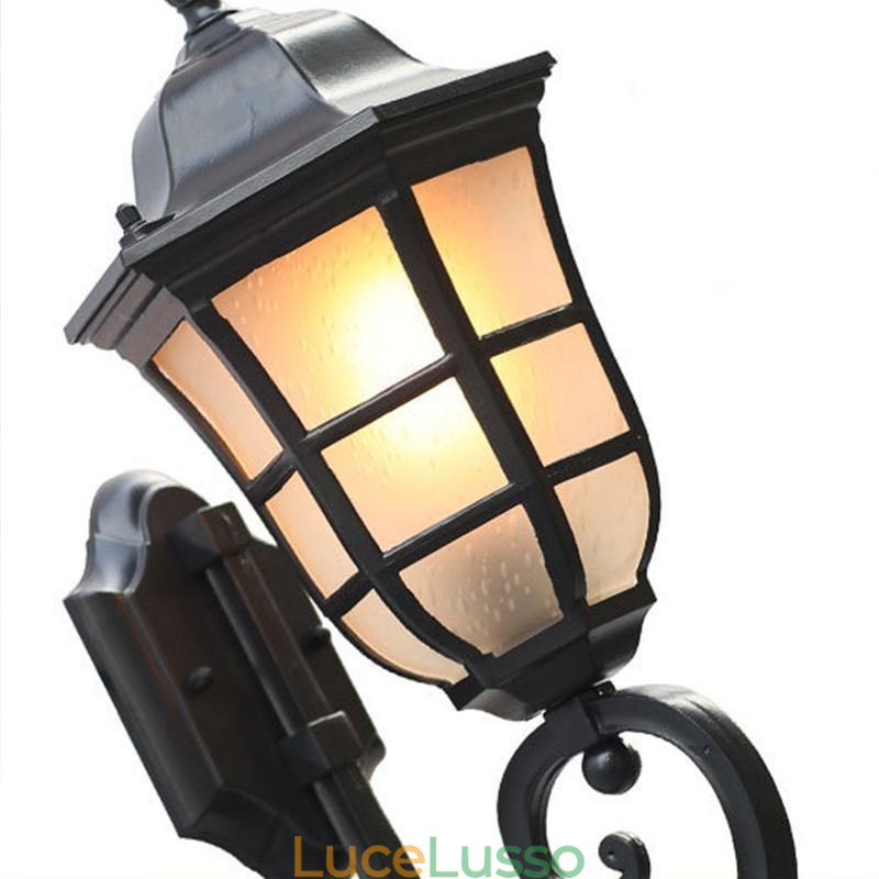 Applique da parete europea retrò luce esterna singola testa impermeabile luce da parete in vetro smerigliato