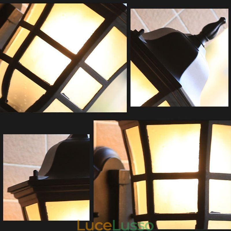 Applique da parete europea retrò luce esterna singola testa impermeabile luce da parete in vetro smerigliato