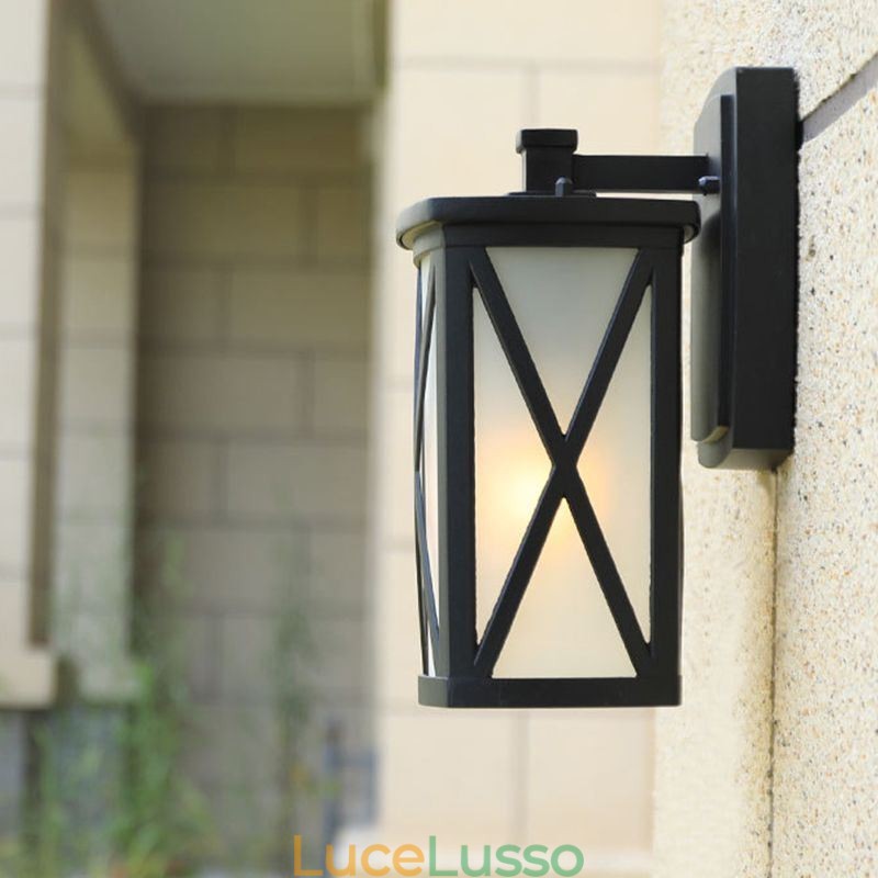 Moderna semplice luce esterna impermeabile colonna quadrata applique da parete cortile corridoio