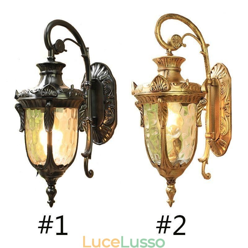 Lampada da parete europea per esterni impermeabile a testa singola, per cortile, corridoio, giardino