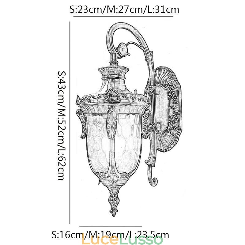 Lampada da parete europea per esterni impermeabile a testa singola, per cortile, corridoio, giardino