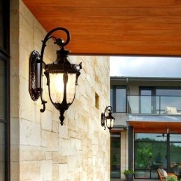 Lampada da parete europea per esterni impermeabile a testa singola, per cortile, corridoio, giardino