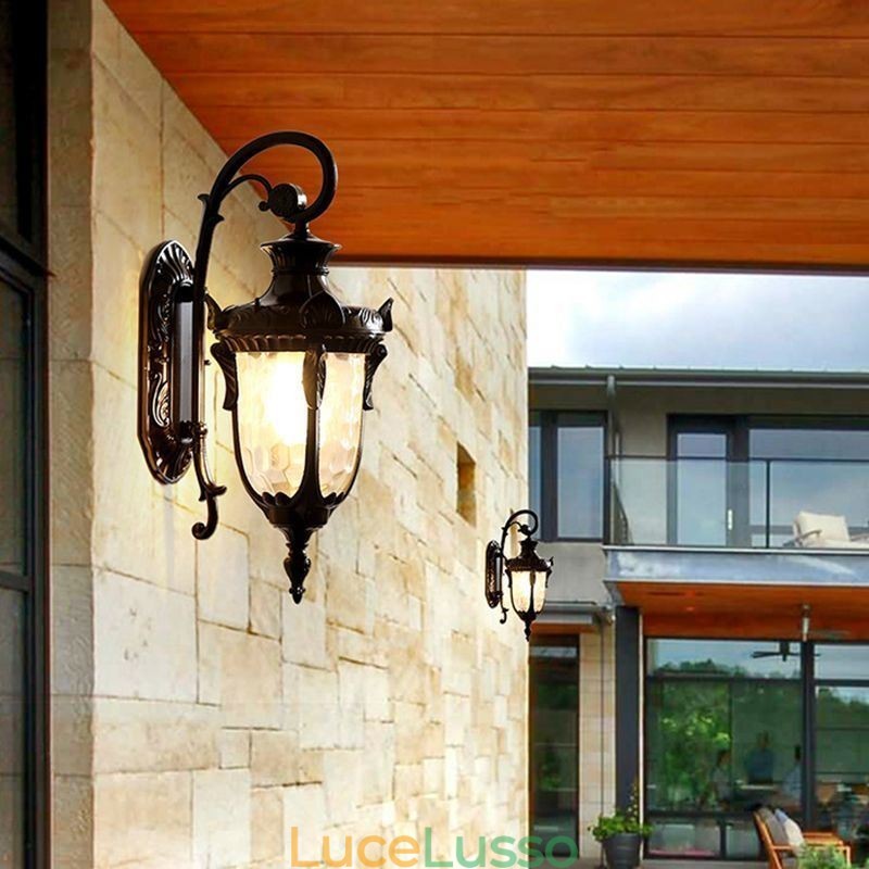 Lampada da parete europea per esterni impermeabile a testa singola, per cortile, corridoio, giardino
