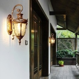 Lampada da parete europea per esterni impermeabile a testa singola, per cortile, corridoio, giardino