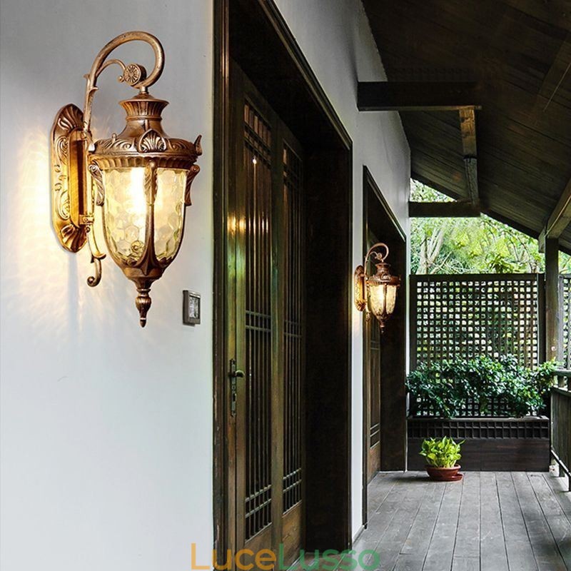 Lampada da parete europea per esterni impermeabile a testa singola, per cortile, corridoio, giardino